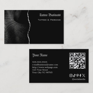 Cartão de visita QR code de salão de tatuagem