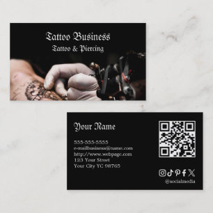Cartão de visita QR code de salão de tatuagem