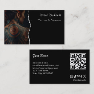 Cartão de visita QR code de salão de tatuagem