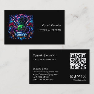 Cartão De Visita QR code de tatuador 