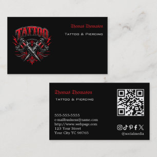 Cartão De Visita QR code de tatuador 