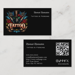 Cartão De Visita QR code de tatuador 