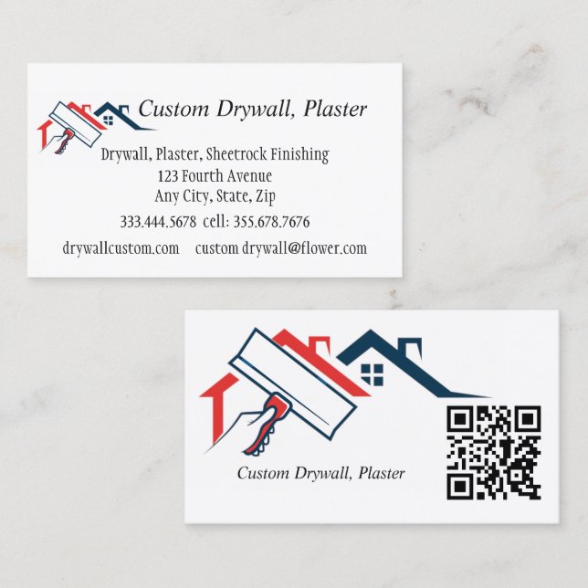 Cartão De Visita QR Code Drywall, Plaster, Sheetrock Finishing  (Frente/Verso)