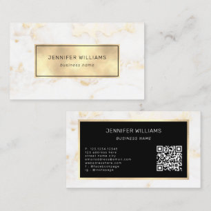 Cartão De Visita QR Code Elegant Modern Dourado Marble