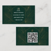Cartão de Visita QR Code Emerald Gold Tropical