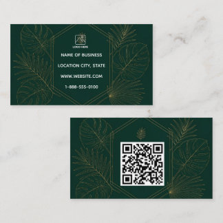 Cartão de Visita QR Code Emerald Gold Tropical