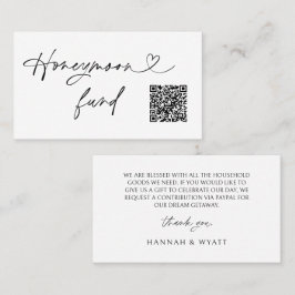 Cartão De Visita QR Code Honeymoon Request Wedding Enclosure Card