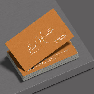 Cartão De Visita QR code laranja queimado moderna influenciadora de