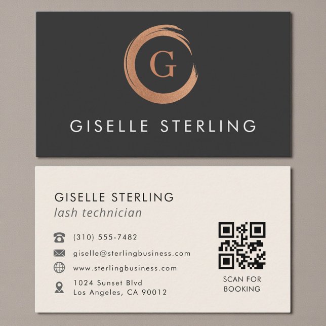 Cartão De Visita QR Code Lash Technician Modern Minimalist (Criador carregado)