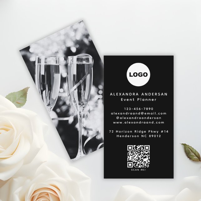 Cartão De Visita QR Code Logo Black Modern Minimalist Professional  (QR Code Logo Black Modern Minimalist Professional Business Card)