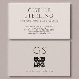 Cartão De Visita QR Code Luxury Boutique Taupe Neutral
