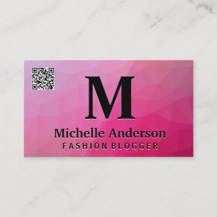 Cartão de Visita QR Code Magenta Geométrico