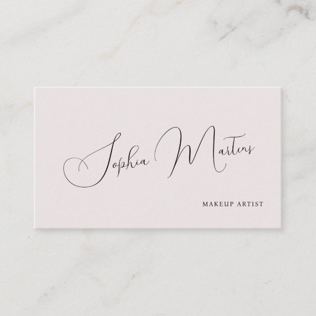 Cartão De Visita QR code minimalist elegant name script blush (Frente)