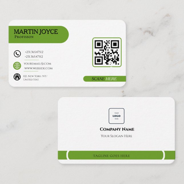 Cartão de visita qr code minimalista (Frente/Verso)