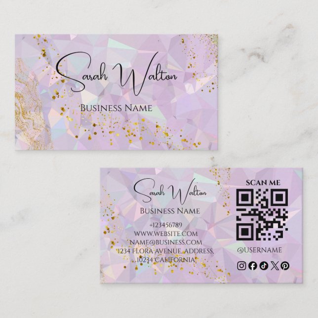 Cartão de Visita QR Code Opal Stone | Branding Mod (Frente/Verso)