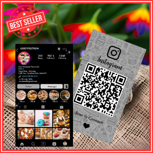 Cartão de Visita QR Code Padaria Instagram Chef Gr
