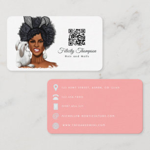 Cartão de visita QR Code para cabeleireiros afro-a