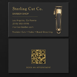 Cartão de Visita QR Code Preto e Dourado Profissio