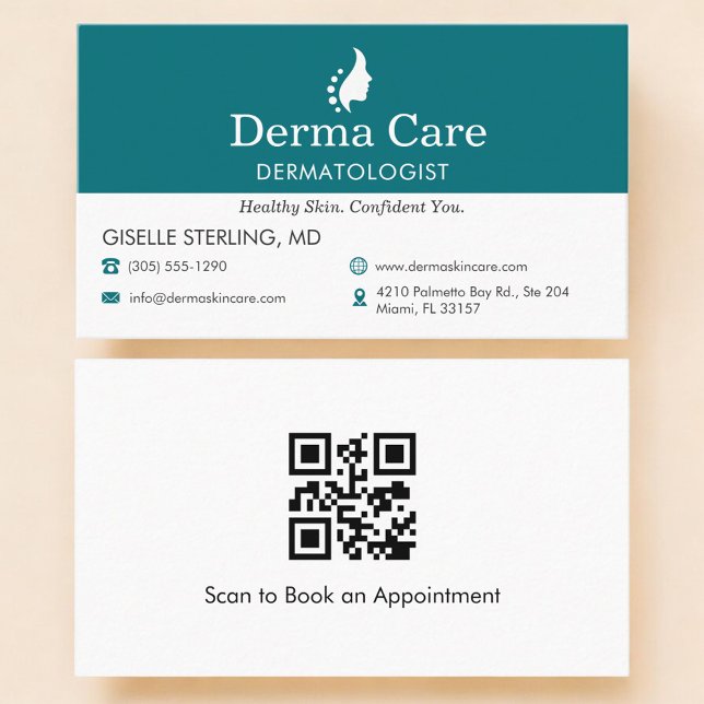 Cartão De Visita QR Code Skin Care Center Dermatologist  (Criador carregado)