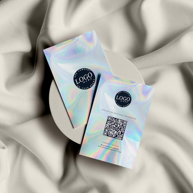 Cartão De Visita QR Code Social Media Site Holographic (Holographic QR Code Brand Logo Business Card)