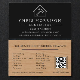 Cartão De Visita QR Code Wood Building Contractor