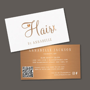 Cartão De Visita QR CÓDIGO cabelo salão dourado glam cabeleireiro m