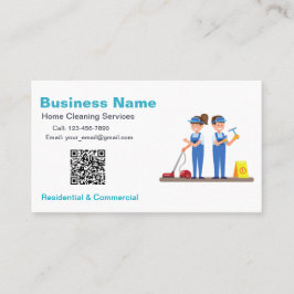 Cartão De Visita QR Custom Cleaning Service Maid Business Card