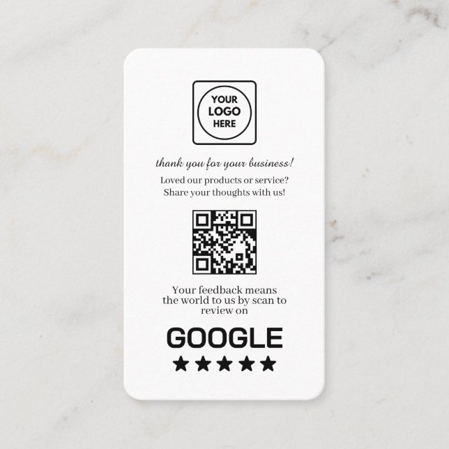 Cartão De Visita QR de Avaliações do Google | Link de Feedback Pers (Frente)