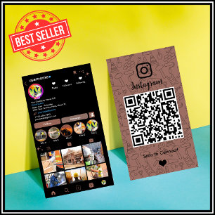 Cartão De Visita QR do Instagram de Construção Marrom Rústico