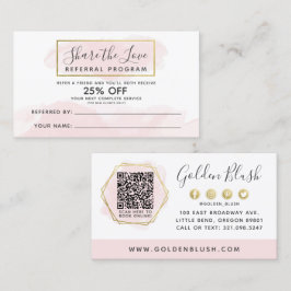 Cartão De Visita QR do Programa de Referência Dourada e Aquarela Co