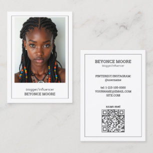 Cartão De Visita QR e Foto Personalizadas do Blogueiro Influenciado