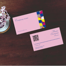 Cartão de Visita QR Geométrico Abstrato Amarelo Fú