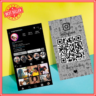 Cartão de Visita QR Instagram Salão Cinza Ardósia