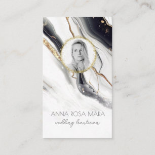 Cartão De Visita *~* QR Luxe Agate Marble PHOTO LOGO Dourado AP66