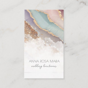 Cartão De Visita *~* QR Luxe Lavanda de agata Mauve Glitter Dourada