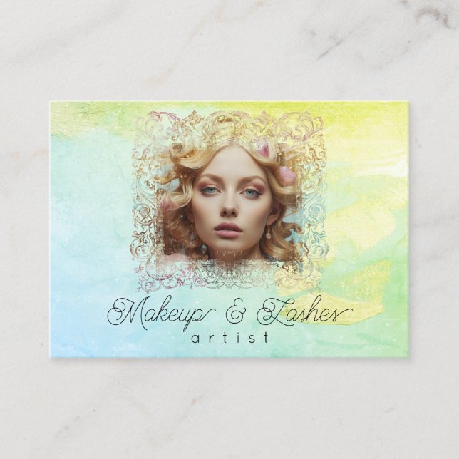 Cartão De Visita *~* QR Mulheres Girly Mint Pastel Amarelo (Frente)