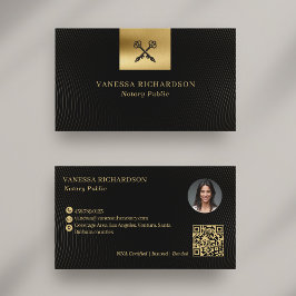 Cartão De Visita QR notarial de Caneta Cruzada Elegante Preto e Dou