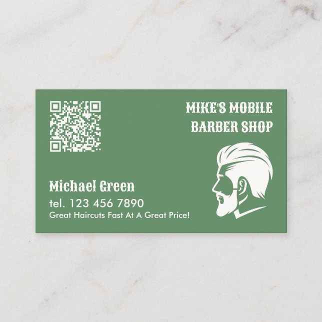 Cartão De Visita QR personalizado da barbagem móvel (Frente)