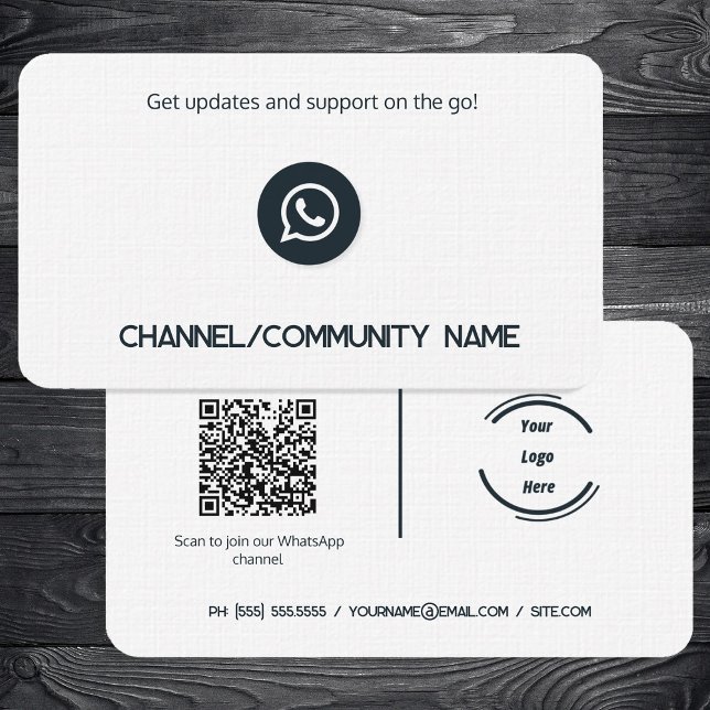 Cartão De Visita 🌐 📲 QR personalizado da comunidade de canal What (WhatsApp Channel Community Business Cards)