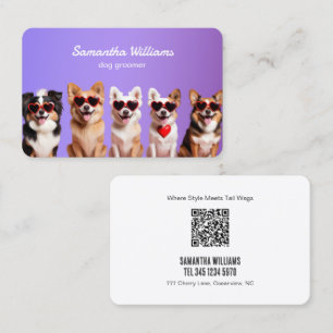 Cartão De Visita QR Personalizado de Agrupamento de Cachorros 🐾