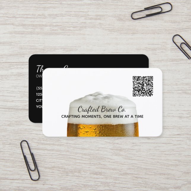 Cartão De Visita QR personalizado de cerveja de cerveja 🍻 (Frente/Verso In Situ)