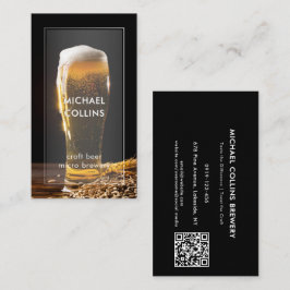 Cartão De Visita QR personalizado de cerveja de cervejaria de Artes