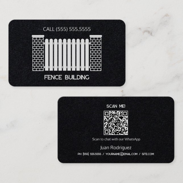Cartão De Visita QR personalizado de criação de cerca (Frente/Verso)