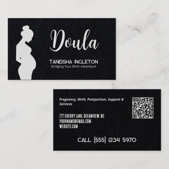 Cartão De Visita QR Personalizado de Nascimento e Pós-Parto Doula (Frente/Verso)
