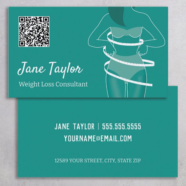 Cartão De Visita QR Personalizado de Perda de Peso (Weight Loss Custom QR Business Cards)