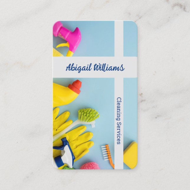 Cartão De Visita QR Personalizado de Serviços de Limpeza (Frente)