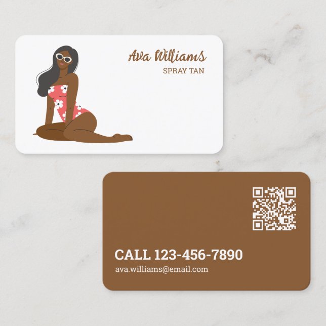 Cartão De Visita QR Personalizado do Spray Tan (Frente/Verso)