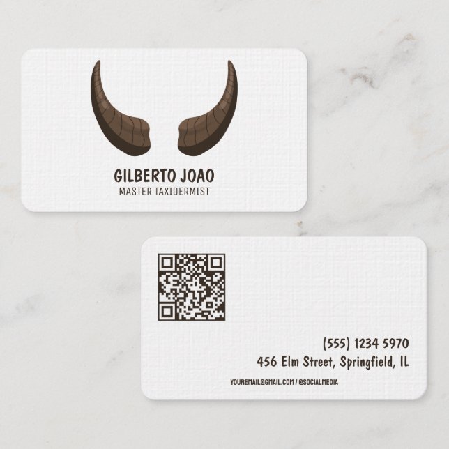 Cartão De Visita QR personalizado do Taxidermist (Frente/Verso)