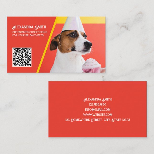 Cartão De Visita QR Personalizado para Folha de Cachorros (Frente/Verso)