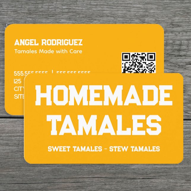 Cartão De Visita QR Personalizado Tamales (Tamales Custom QR Business Cards)